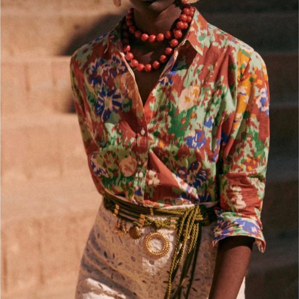 Like New Sézane Pierro Shirt 36 4 Antique Flowers